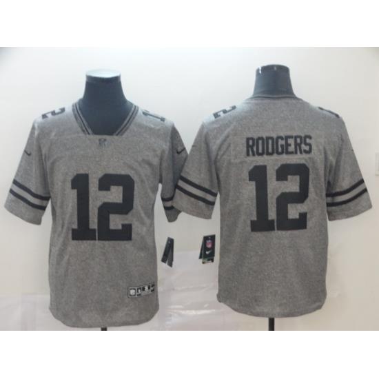 Packers 12 Aaron Rodgers Gray Gridiron Gray Vapor Untouchable Limited Jersey