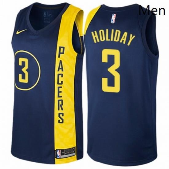 Mens Nike Indiana Pacers 3 Aaron Holiday Swingman Navy Blue NBA Jersey City Edition