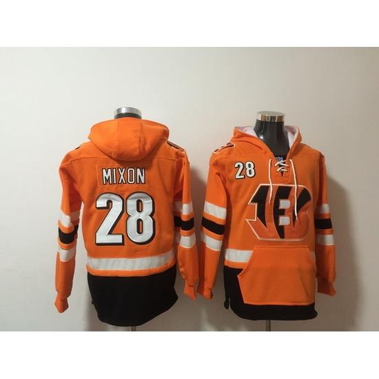 NFL Men Cincinnati Bengals 28 Joe Mixon Stitched Hoodie