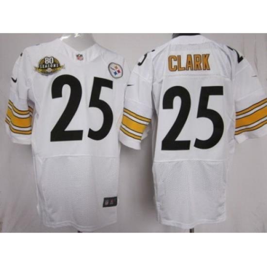 Nike Pittsburgh Steelers 25 Ryan Clark White Elite W 80 Anniversary Patch NFL Jersey