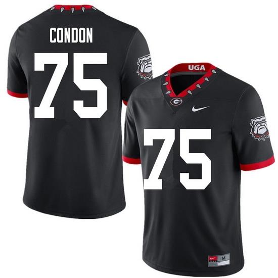 2020 Men #75 Owen Condon Georgia Bulldogs Mascot 100th Anniversary College Football Jerseys Sale-Bla