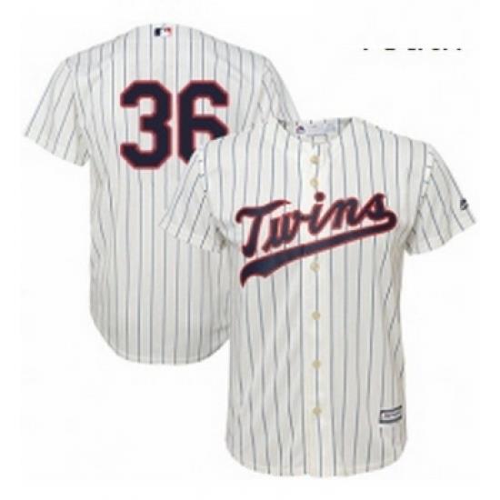 Youth Majestic Minnesota Twins 36 Robbie Grossman Replica Cream Alternate Cool Base MLB Jersey