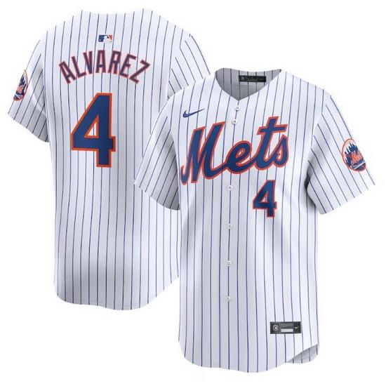 Men NeW York Mets 4 Francisco Alvarez White Home Limited Stitched Baseball Jersey