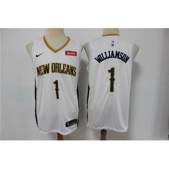 Men New Orleans Pelicans 1 Zion Williamson White Earned Edition Nike Swingman Jersey
