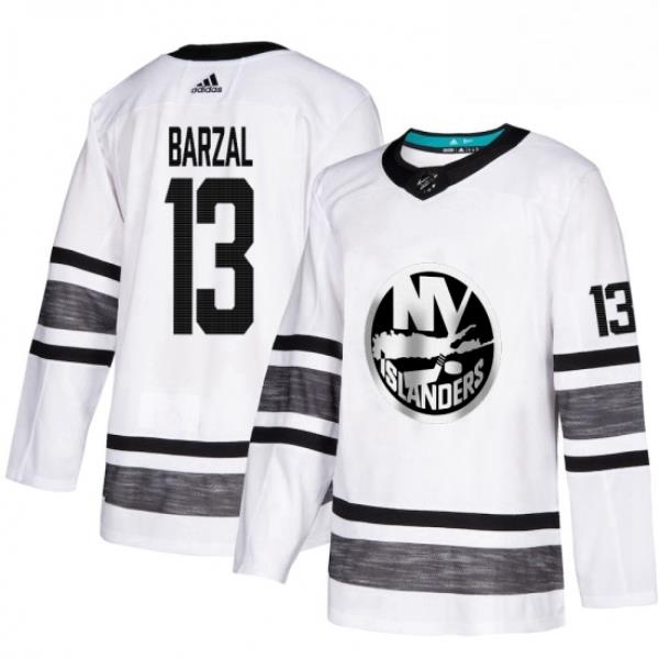 Mens Adidas New York Islanders 13 Mathew Barzal White 2019 All Star Game Parley Authentic Stitched NHL Jersey
