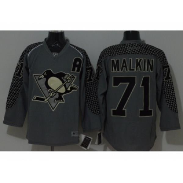NHL Pittsburgh Penguins #71 Evgeni Malkin Charcoal Cross Check Fashion jerseys