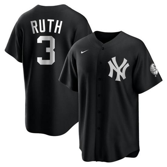 Men NeW York Yankees 3 Babe Ruth Black Cool Base Stitched Jerseys