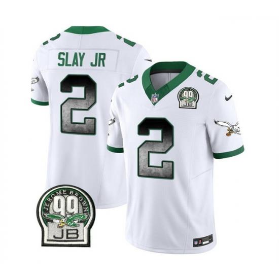 Men Philadelphia Eagles 2 Darius Slay JR White 2023 F U S E  Throwback Vapor Untouchable Limited Stitched Football Jersey