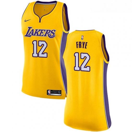 Womens Nike Los Angeles Lakers 12 Channing Frye Swingman Gold Home NBA Jersey Icon Edition