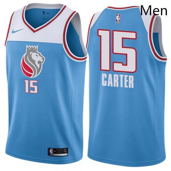 Mens Nike Sacramento Kings 15 Vince Carter Swingman Blue NBA Jersey City Edition