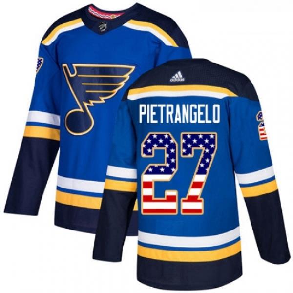Youth Adidas St Louis Blues 27 Alex Pietrangelo Authentic Blue USA Flag Fashion NHL Jersey