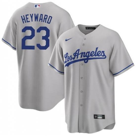 Men Los Angeles Dodgers Jason HeyWard #23 Grey Cool Base Stitched MLB jersey