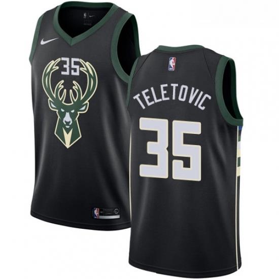 Womens Adidas Milwaukee Bucks 35 Mirza Teletovic Authentic Black Alternate NBA Jersey Statement Edition