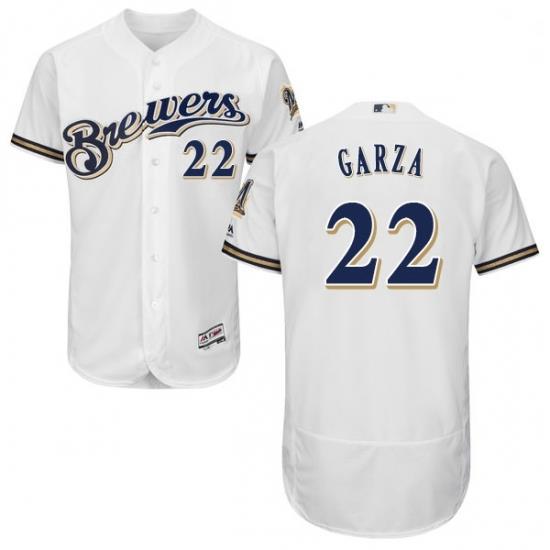 Mens Majestic MilWaukee BreWers 22 Matt Garza White Alternate Flex Base Authentic Collection MLB Jersey