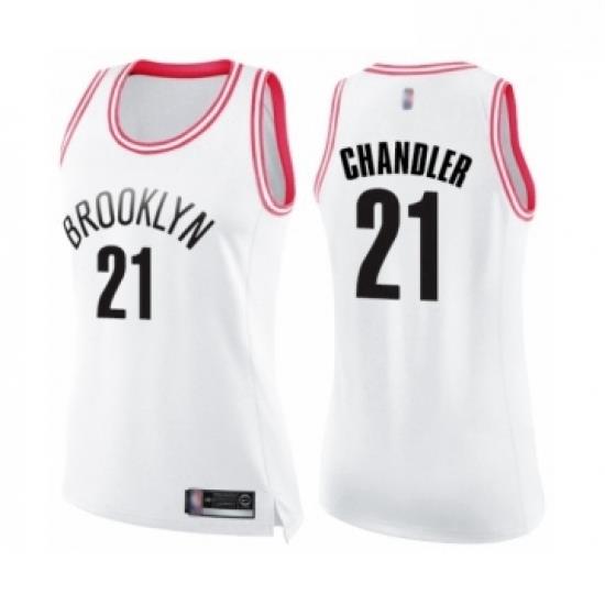 Womens Brooklyn Nets 21 Wilson Chandler Swingman White Pink Fashion Basketball Jerse