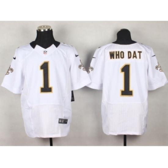 Nike NeW Orleans Saints 1 Who dat White Elite NFL Jersey