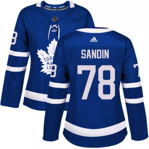 Womens Adidas Toronto Maple Leafs 78 Rasmus Sandin Authentic Royal Blue Home NHL Jersey