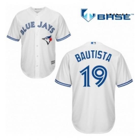 Mens Majestic Toronto Blue Jays 19 Jose Bautista Replica White Home MLB Jersey