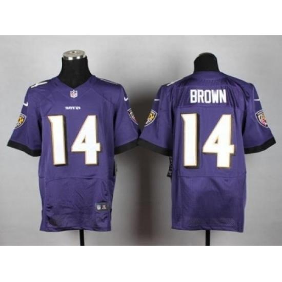 Nike Baltimore Ravens 14 Marlon Brown Purple Elite NFL Jersey