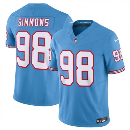 Men Tennessee Titans 98 Jeffery Simmons Light Blue 2023 F U S E  Vapor Limited Throwback Stitched Football Jersey