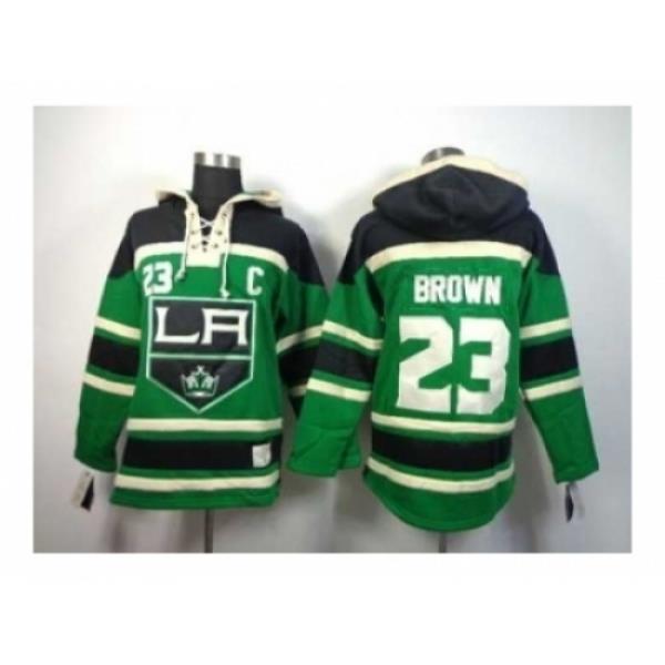 NHL Jerseys Los Angeles Kings #23 Brown green[pullover hooded sweatshirt][patch C]