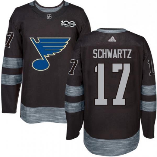 Mens Adidas St Louis Blues 17 Jaden Schwartz Authentic Black 1917 2017 100th Anniversary NHL Jersey