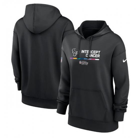 Women Houston Texans 2022 Black NFL Crucial Catch Therma Performance Pullover Hoodie