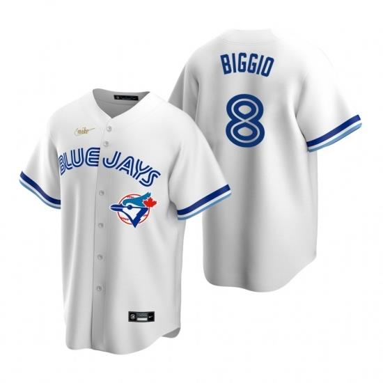 Men's Nike Toronto Blue Jays #8 Cavan Biggio White CooperstoWn Collection Home Stitched Baseball Jersey
