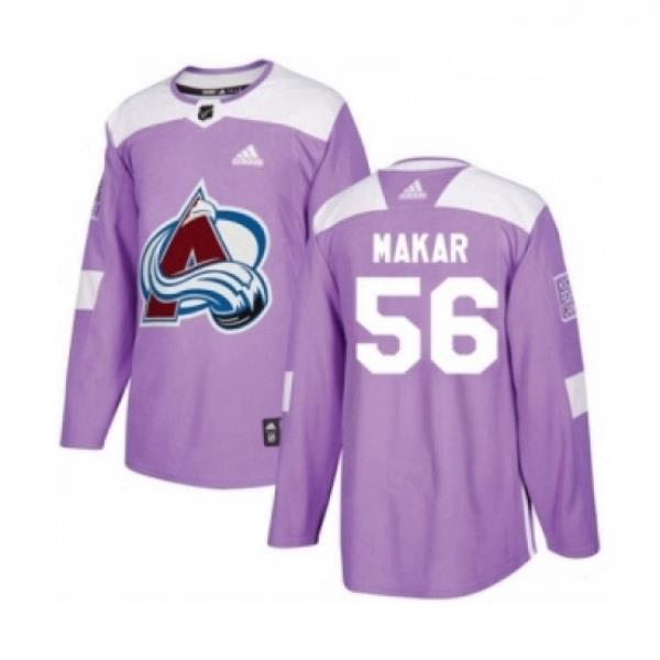 Youth Adidas Colorado Avalanche 56 Cale Makar Authentic Purple Fights Cancer Practice NHL Jersey
