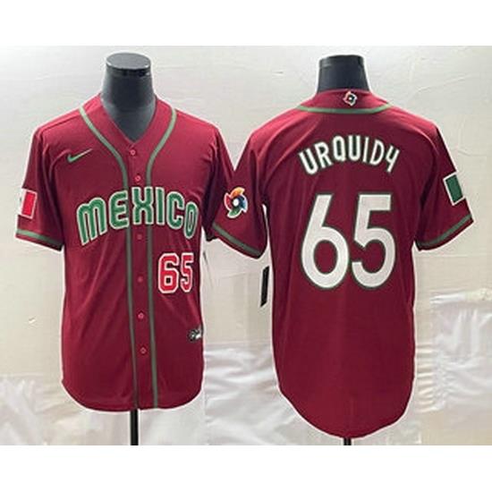 Men's Mexico Baseball #65 Giovanny Gallegos Number 2023 Red World Classic Stitched Jersey1