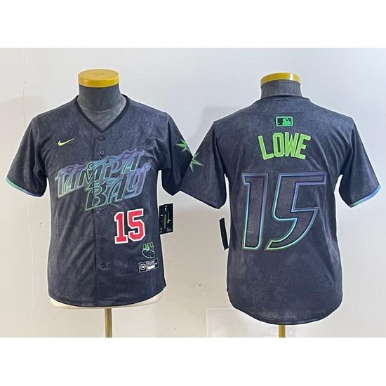 Youth Tampa Bay Rays 15 Josh Lowe Charcoal 2024 City Connect Limited Stitched Baseball Jersey  4