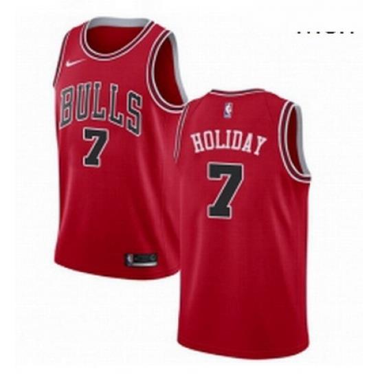 Mens Nike Chicago Bulls 7 Justin Holiday Swingman Red Road NBA Jersey Icon Edition