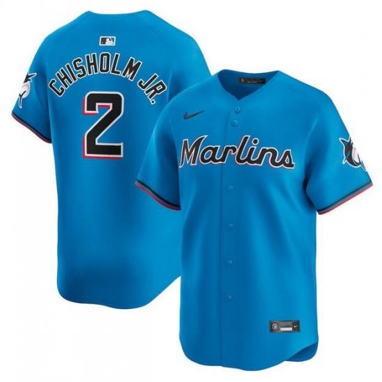 Men Miami Marlins 2 Jazz Chisholm Jr  Blue Limited Stitched Baseball Jersey