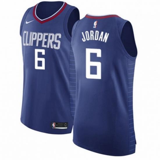 Mens Nike Los Angeles Clippers 6 DeAndre Jordan Authentic Blue Road NBA Jersey Icon Edition