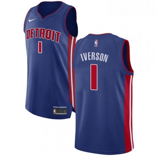 Womens Nike Detroit Pistons 1 Allen Iverson Authentic Royal Blue Road NBA Jersey Icon Edition