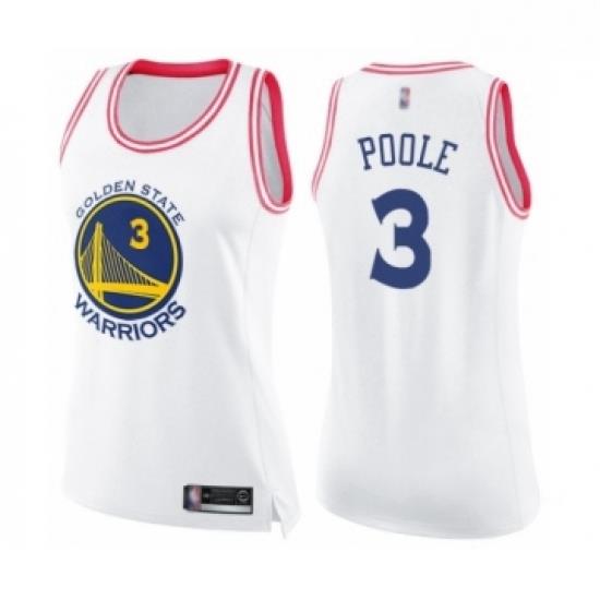 Womens Golden State Warriors 3 Jordan Poole Swingman White Pink Fashion Basketball Jerse