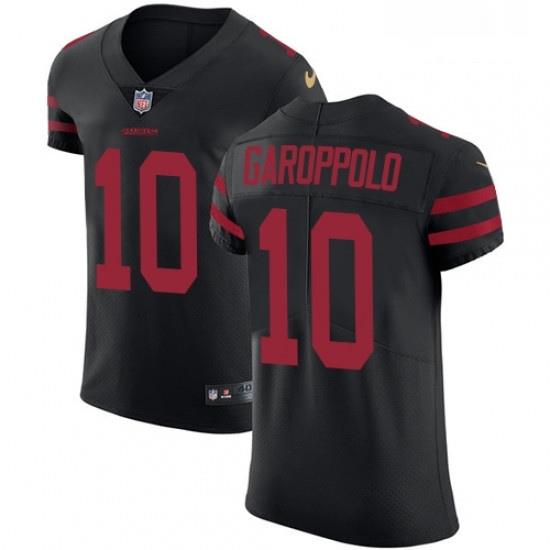 Mens Nike San Francisco 49ers 10 Jimmy Garoppolo Black Alternate Vapor Untouchable Elite Player NFL Jersey