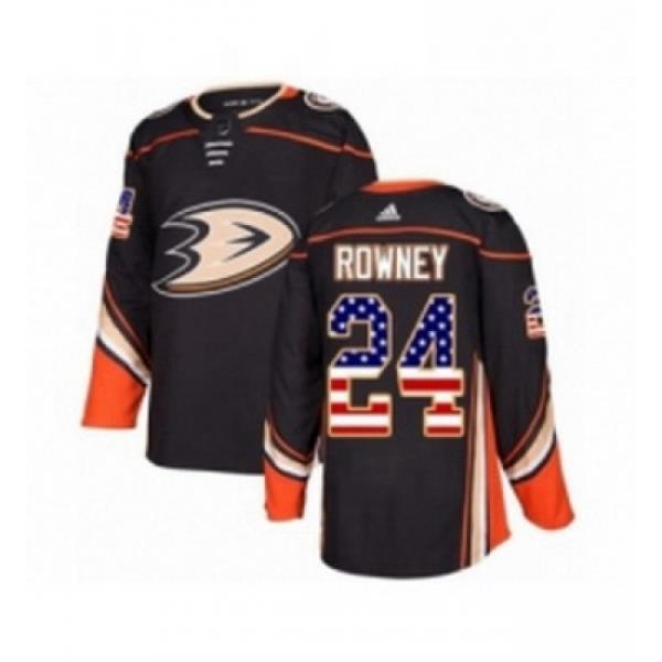 Youth Adidas Anaheim Ducks 24 Carter Rowney Authentic Black USA Flag Fashion NHL Jersey