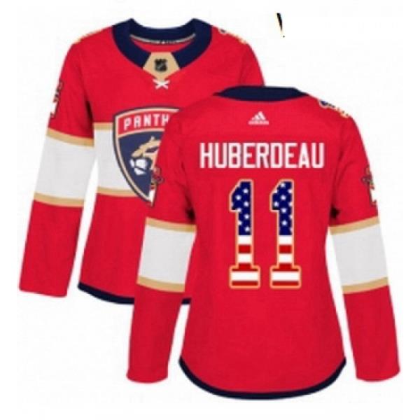 Womens Adidas Florida Panthers 11 Jonathan Huberdeau Authentic Red USA Flag Fashion NHL Jersey