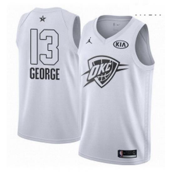 Mens Nike Jordan Oklahoma City Thunder 13 Paul George Swingman White 2018 All Star Game NBA Jersey