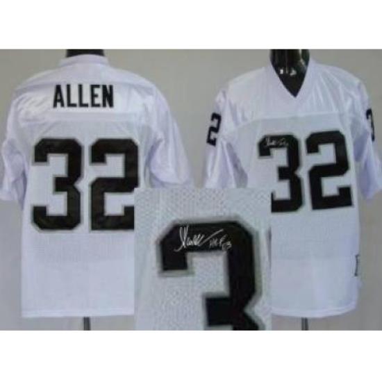 Oakland Raiders 32 Marcus Allen White Throwback M&N Signed NFL Jerseys