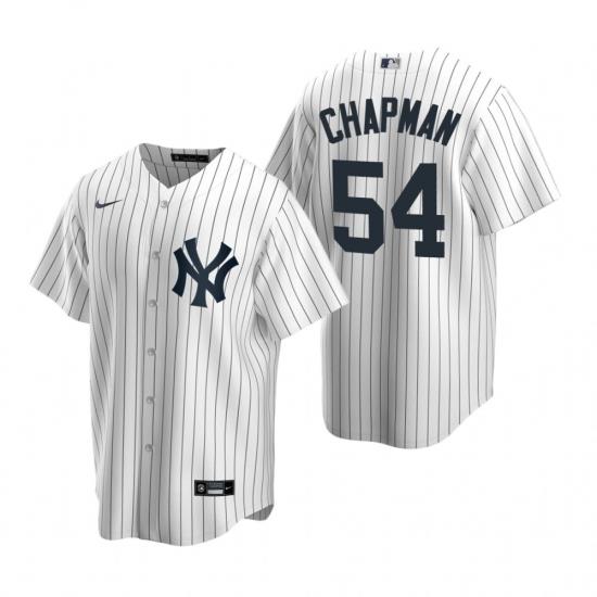 Mens Nike NeW York Yankees 54 Aroldis Chapman White Home Stitched Baseball Jerse