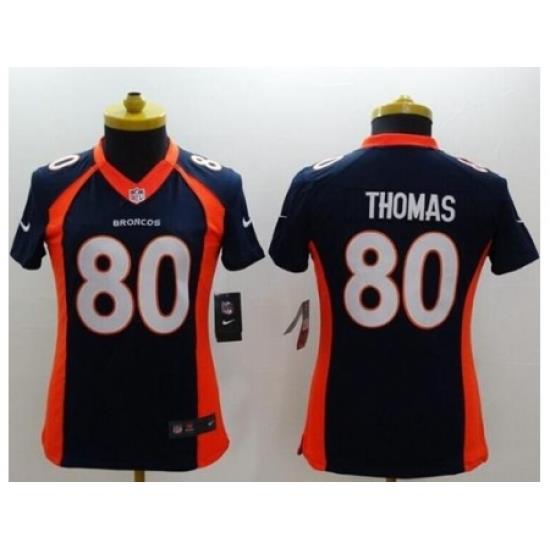 Women's Nike Denver Broncos #80 Julius Thomas Blue Alternate Stitched NFL New Limited Jersey