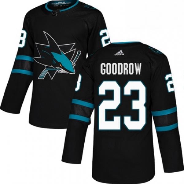 Mens Adidas San Jose Sharks 23 Barclay Goodrow Premier Black Alternate NHL Jersey