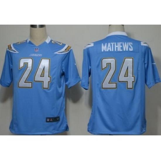 Nike San Diego Chargers 24 Ryan Mathews Light Blue Game NFL Jersey