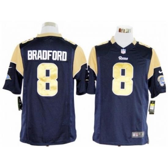 Nike St. Louis Rams 8 Sam Bradford Game Blue NFL Jersey