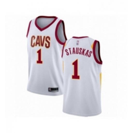Youth Cleveland Cavaliers 1 Nik Stauskas Swingman White Basketball Jersey Association Edition