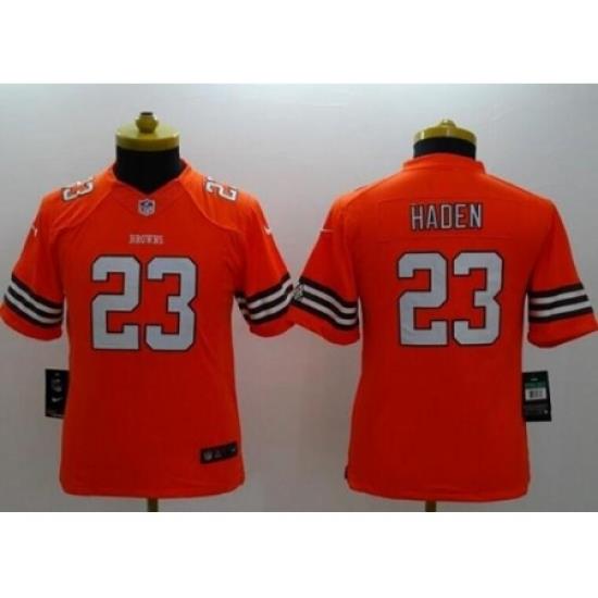 Youth Nike Cleveland Browns #23 Joe Haden Orange Alternate Stitched NFL Limited Jersey