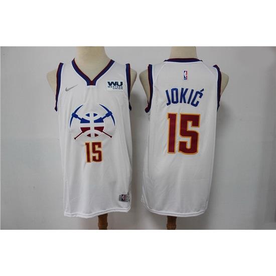 Men Denver Nuggets Nikola Jokic 15 NBA New White Swingman Nike Jersey