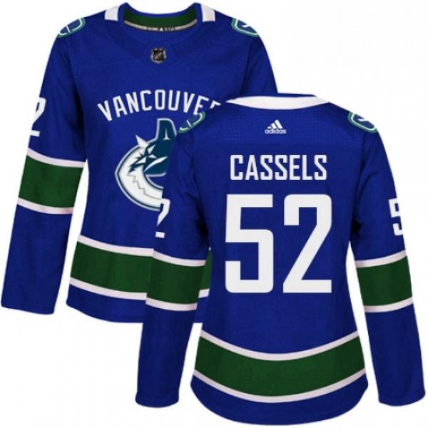 Womens Adidas Vancouver Canucks 52 Cole Cassels Authentic Blue Home NHL Jersey
